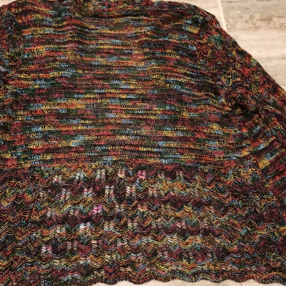 United States Sweaters  Multi  Colored Print Knit Open Cardigan Sweater Medium - Picture 12 of 12
